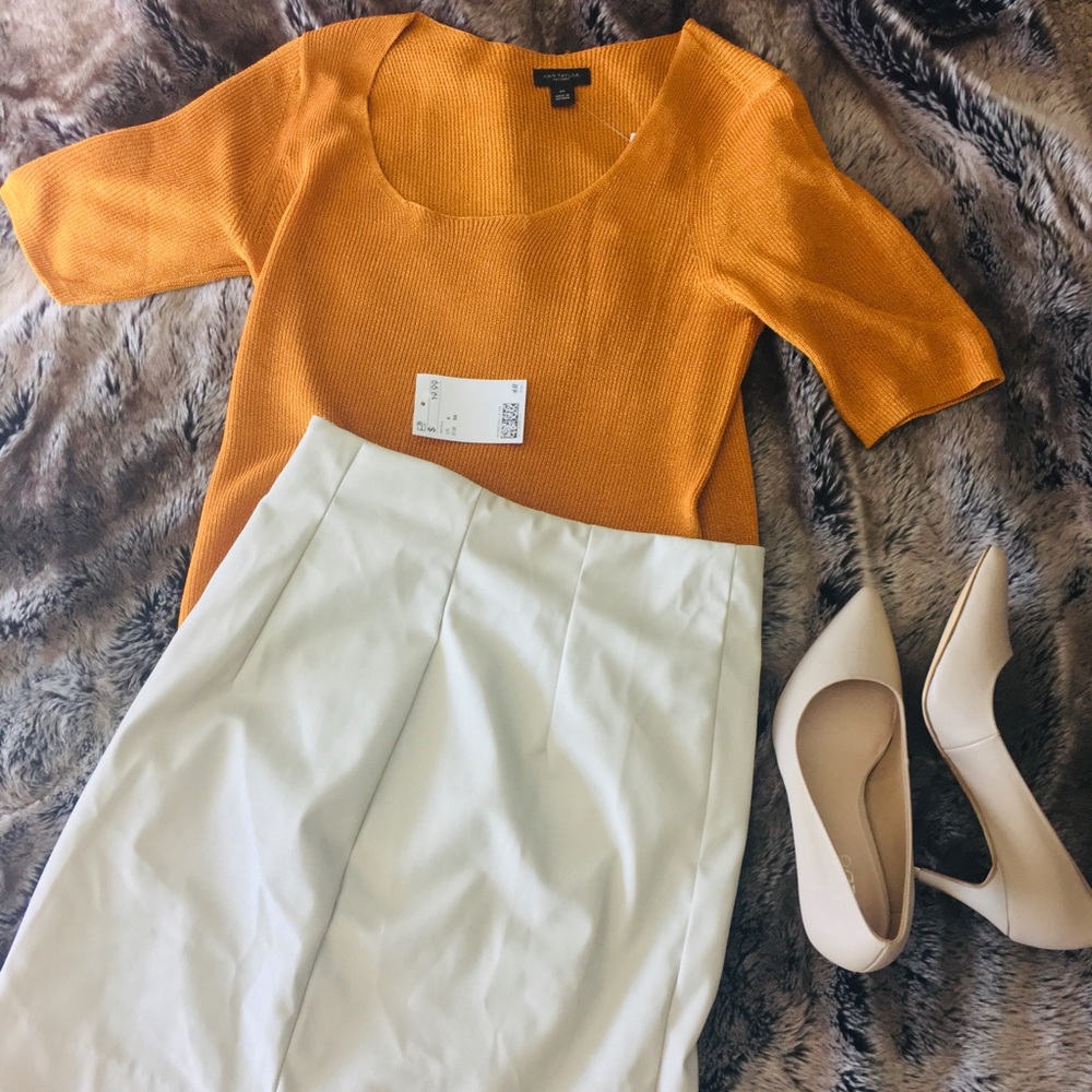 New Faux Leather Creme Mini Skirt